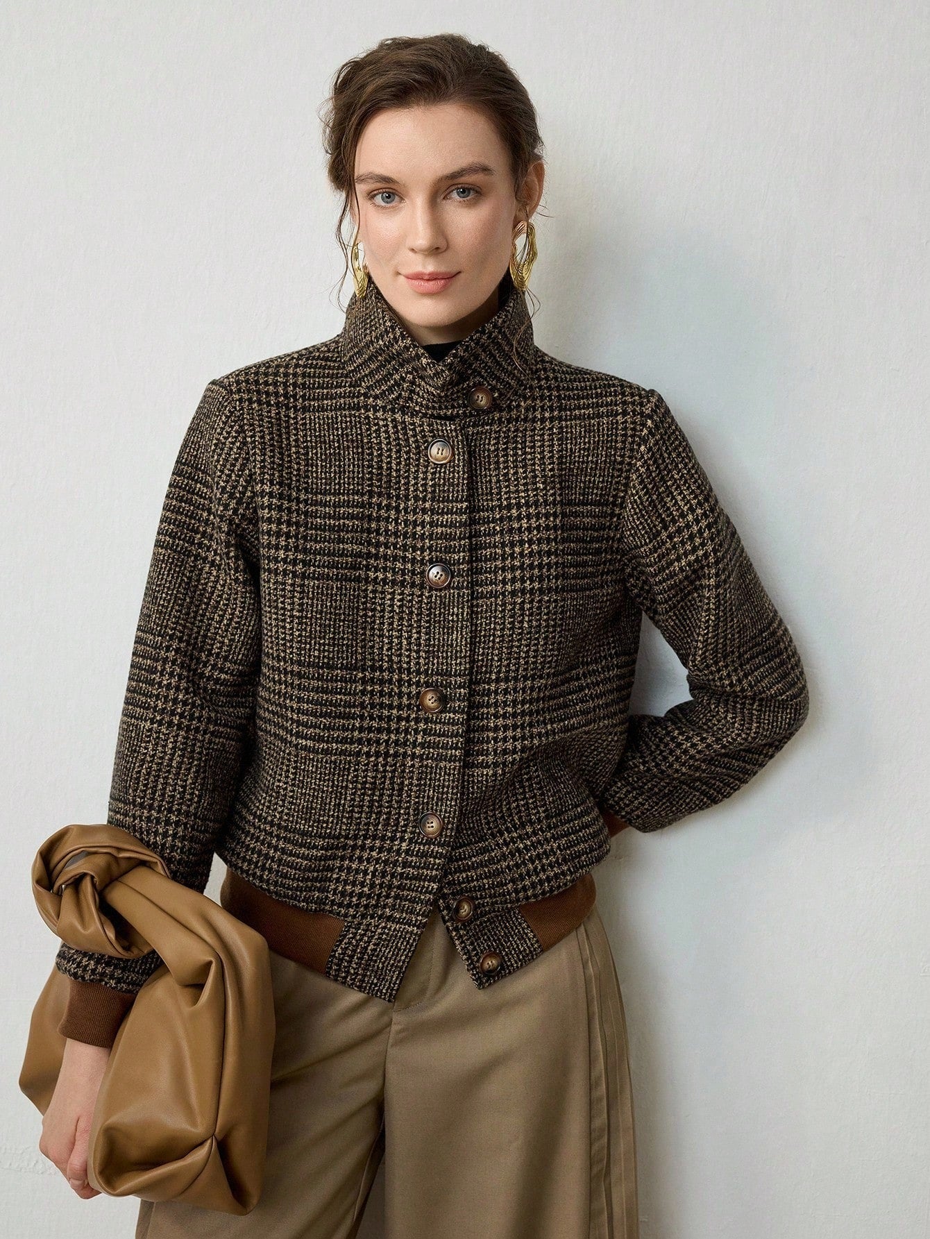 Elegant Woven Lapel Slim Jacket