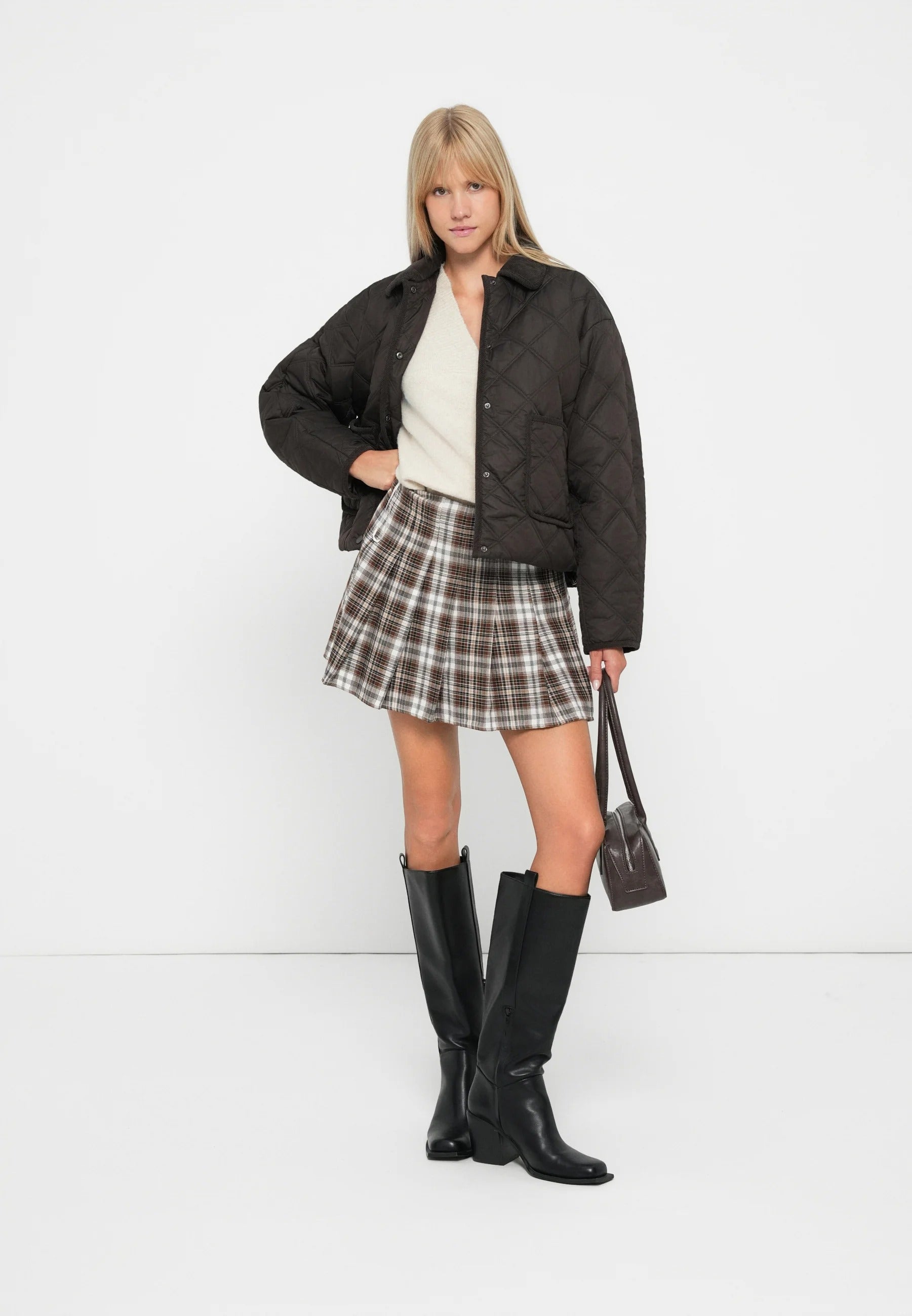 Short Textured Dark Brown Jacket