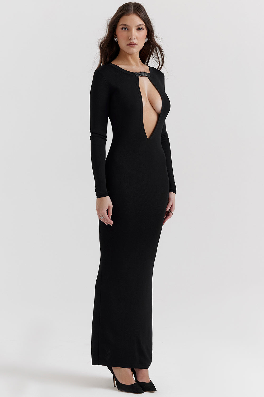 Black knitted maxi dress