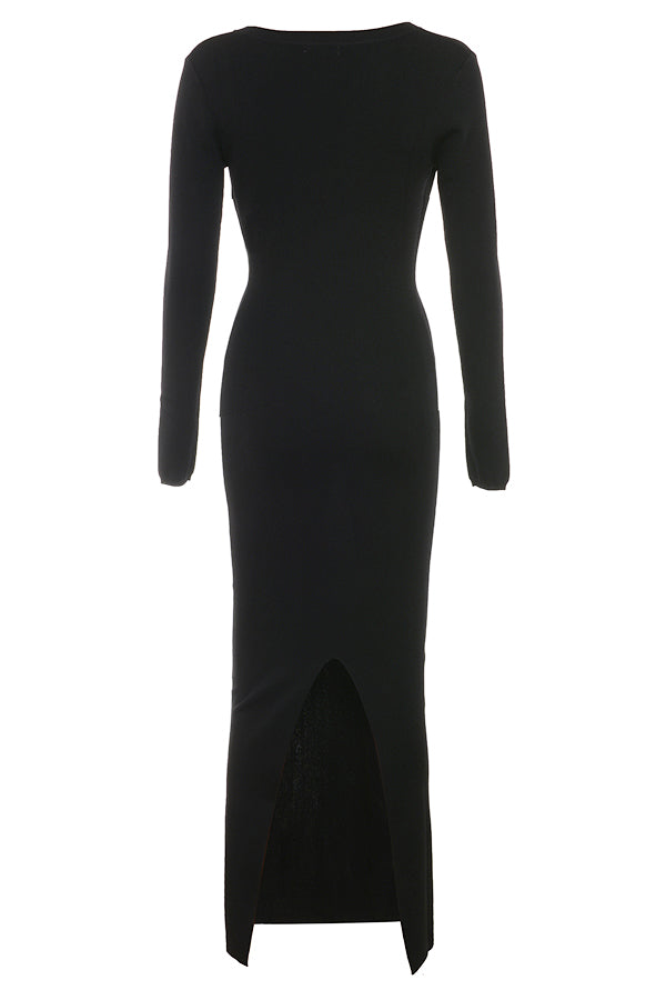 Black knitted maxi dress