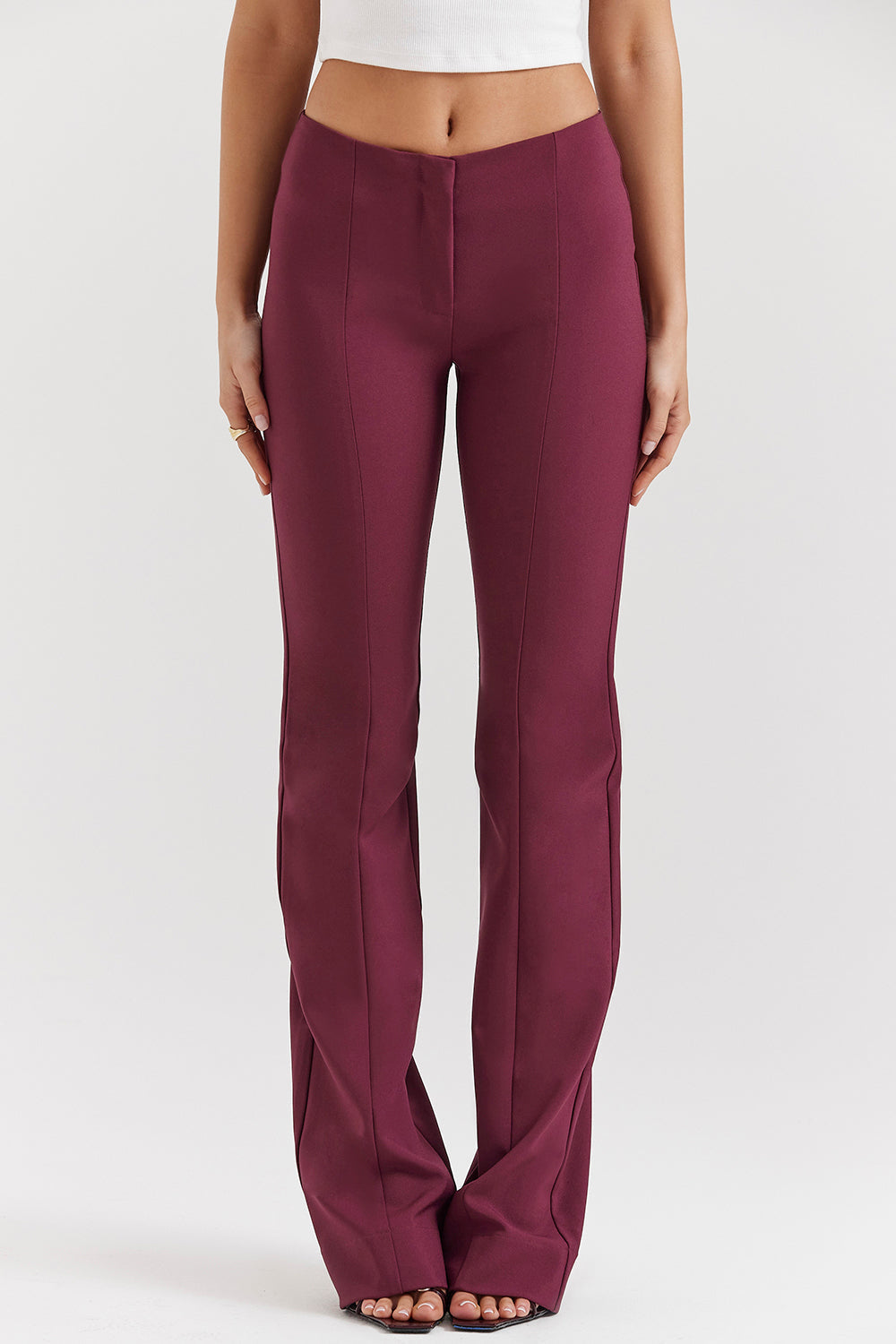 Wine vegan leather top with pants