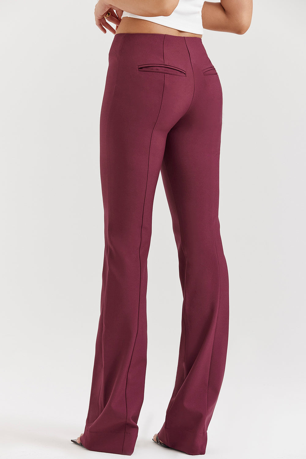 Wine vegan leather top with pants