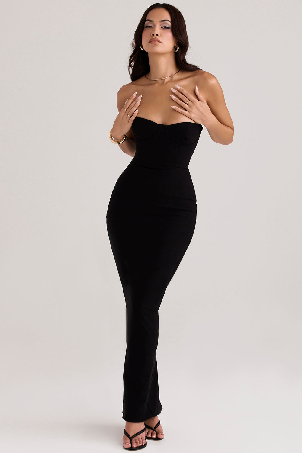 Strapless corset maxi dress