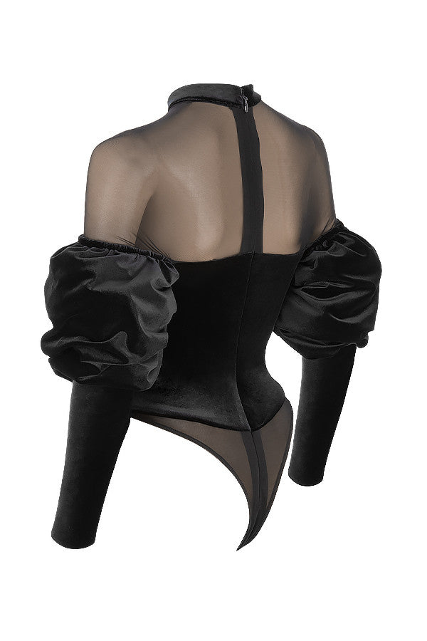 Black velvet and tulle body
