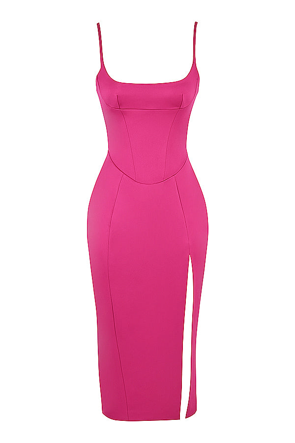 Midi dress with satin corset