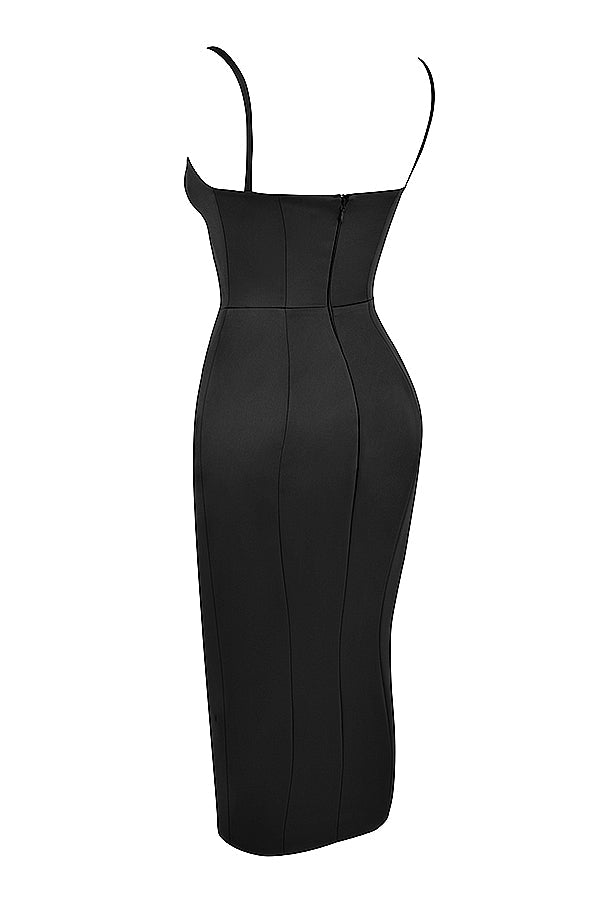 Midi dress with satin corset