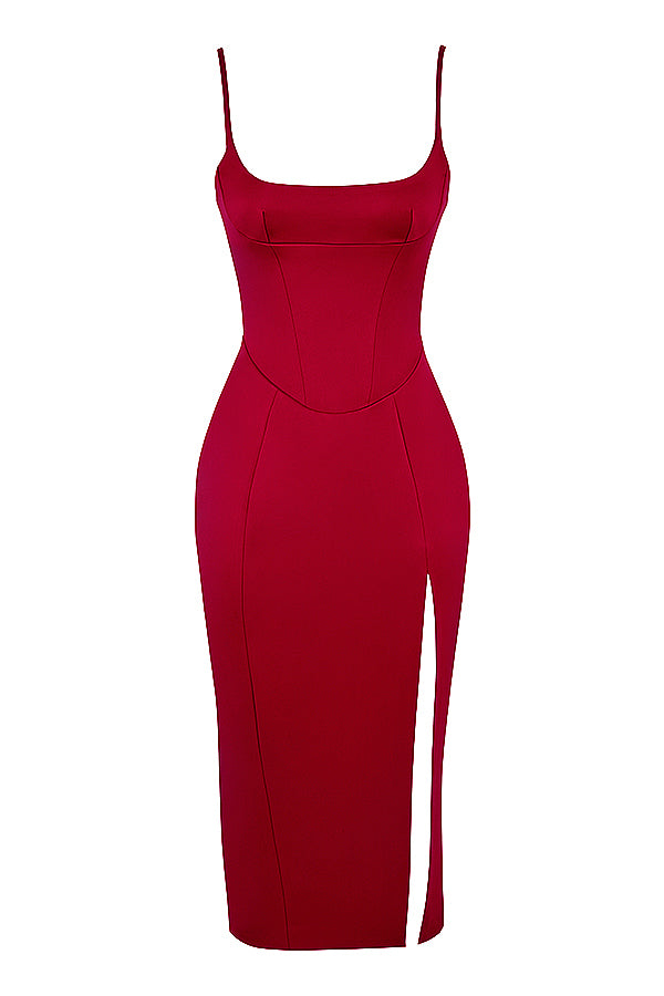 Midi dress with satin corset