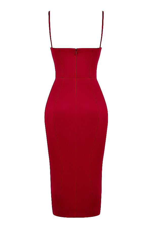 Midi dress with satin corset