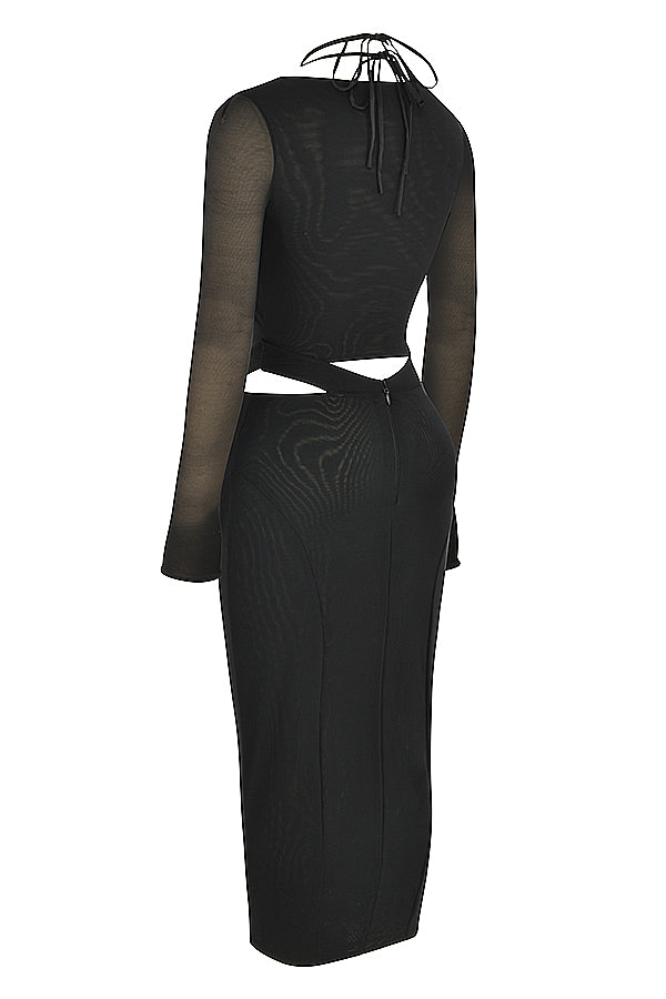 Black cut out midi dress