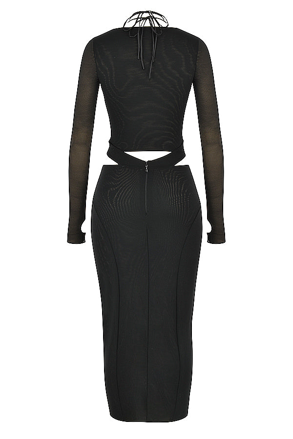 Black cut out midi dress