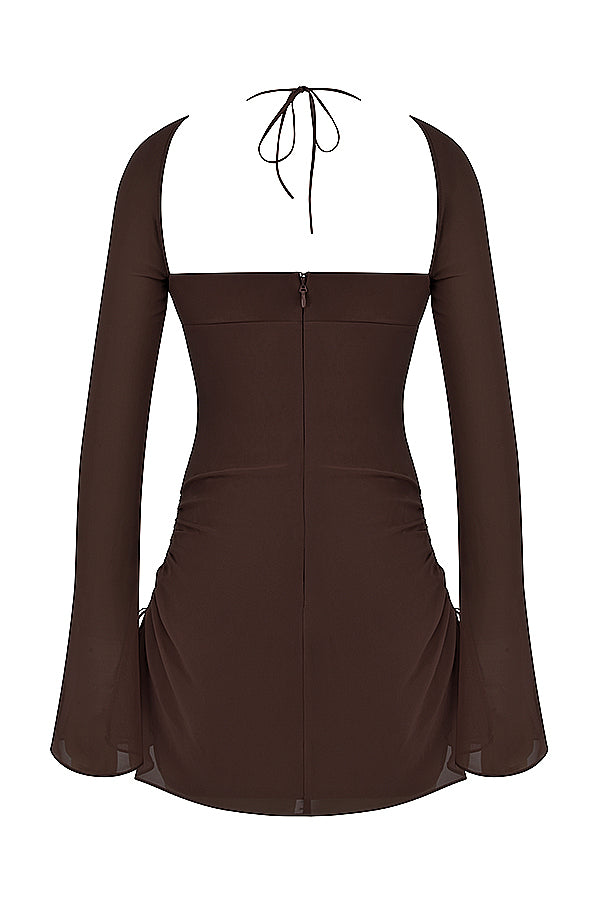 Chiffon halter mini dress with cutout