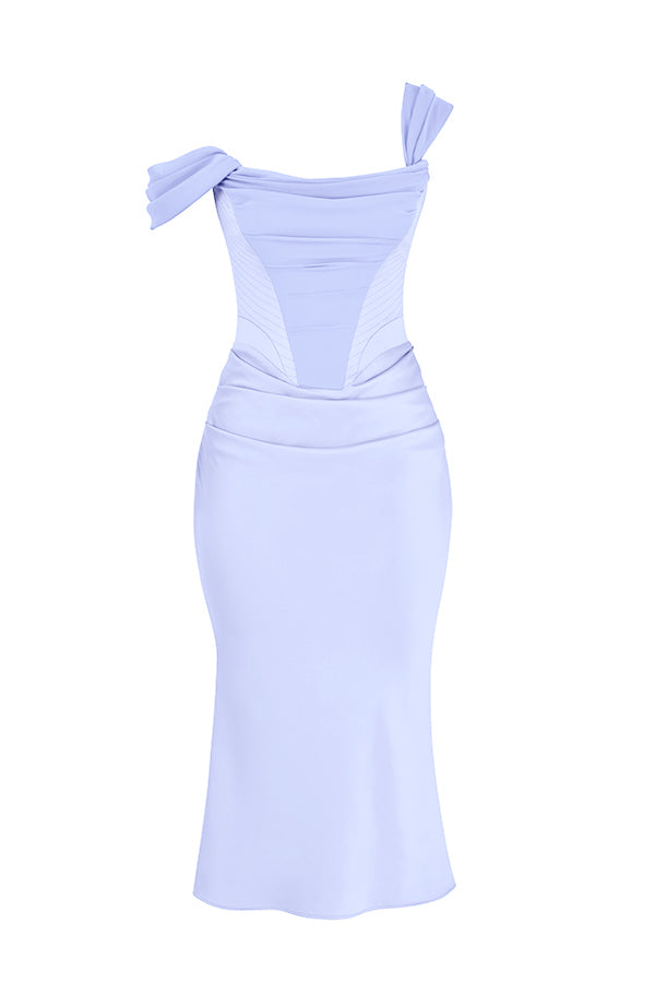 Midi dress with satin corset