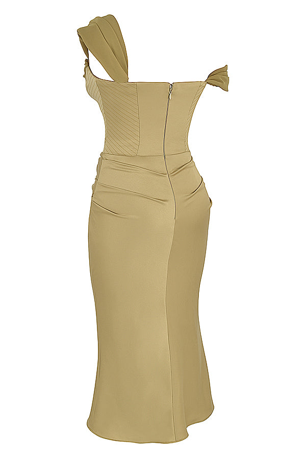 Midi dress with satin corset