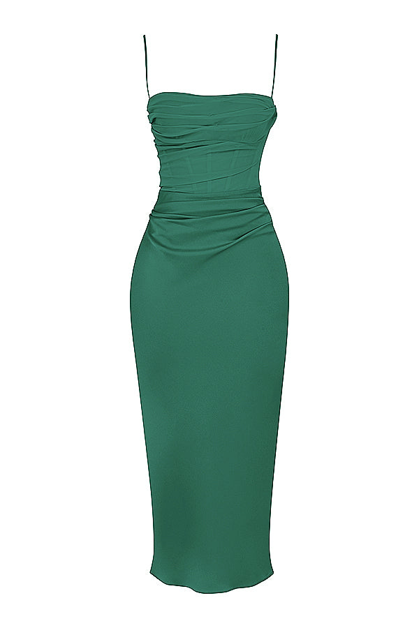 Draped midi dress with corset
