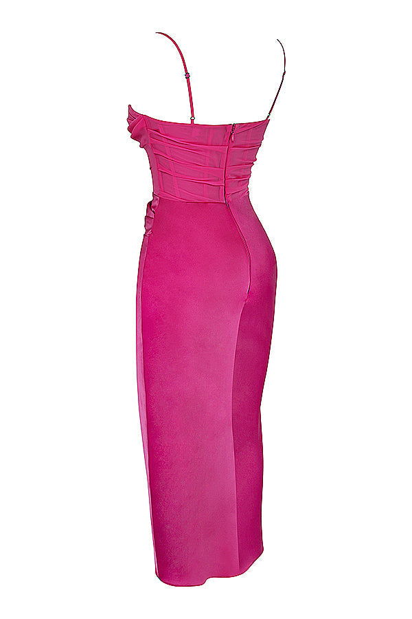 Draped midi dress with corset