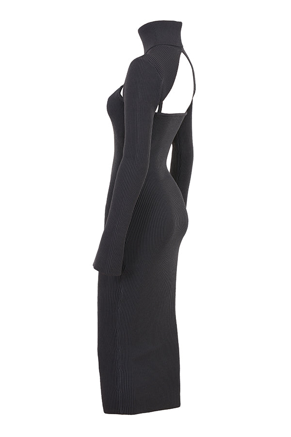 Charcoal knitted midi dress