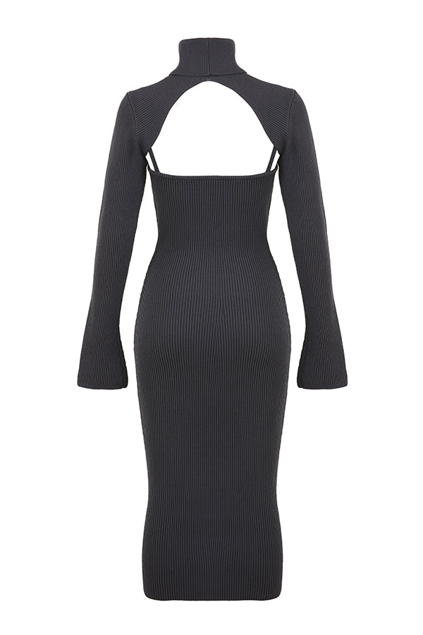 Charcoal knitted midi dress