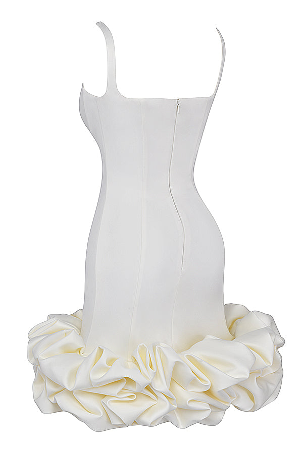 Black dress with ruffles at the hem