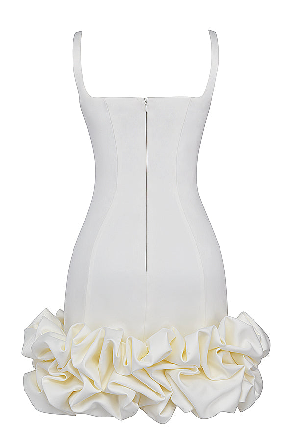 Black dress with ruffles at the hem