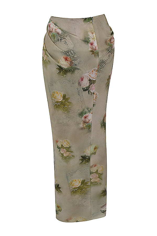 Vintage floral set with corset and maxi skirt