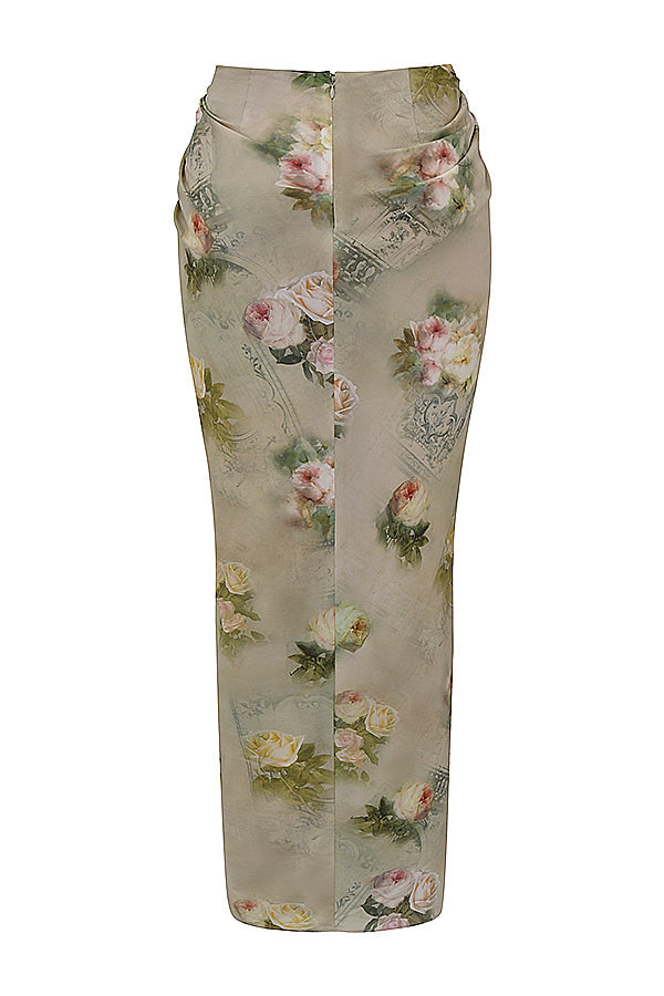 Vintage floral set with corset and maxi skirt