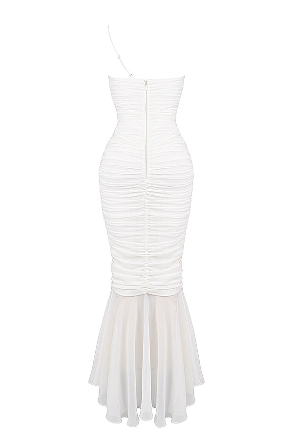 Ivory colored maxi dress with ruffles