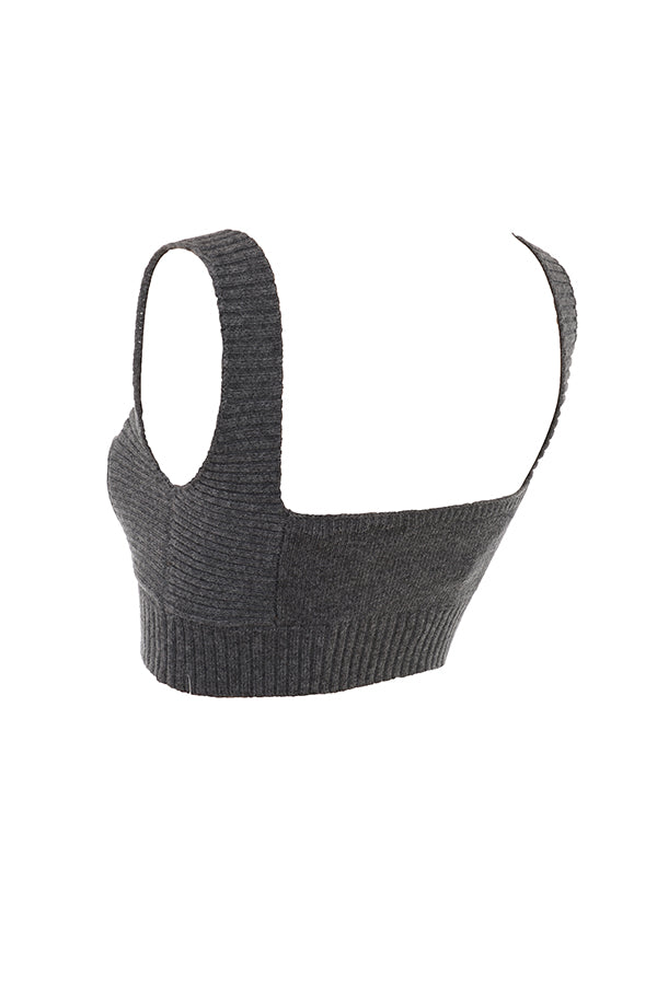 Anthracite-colored cashmere blend cardigan with belt, bralette and pants