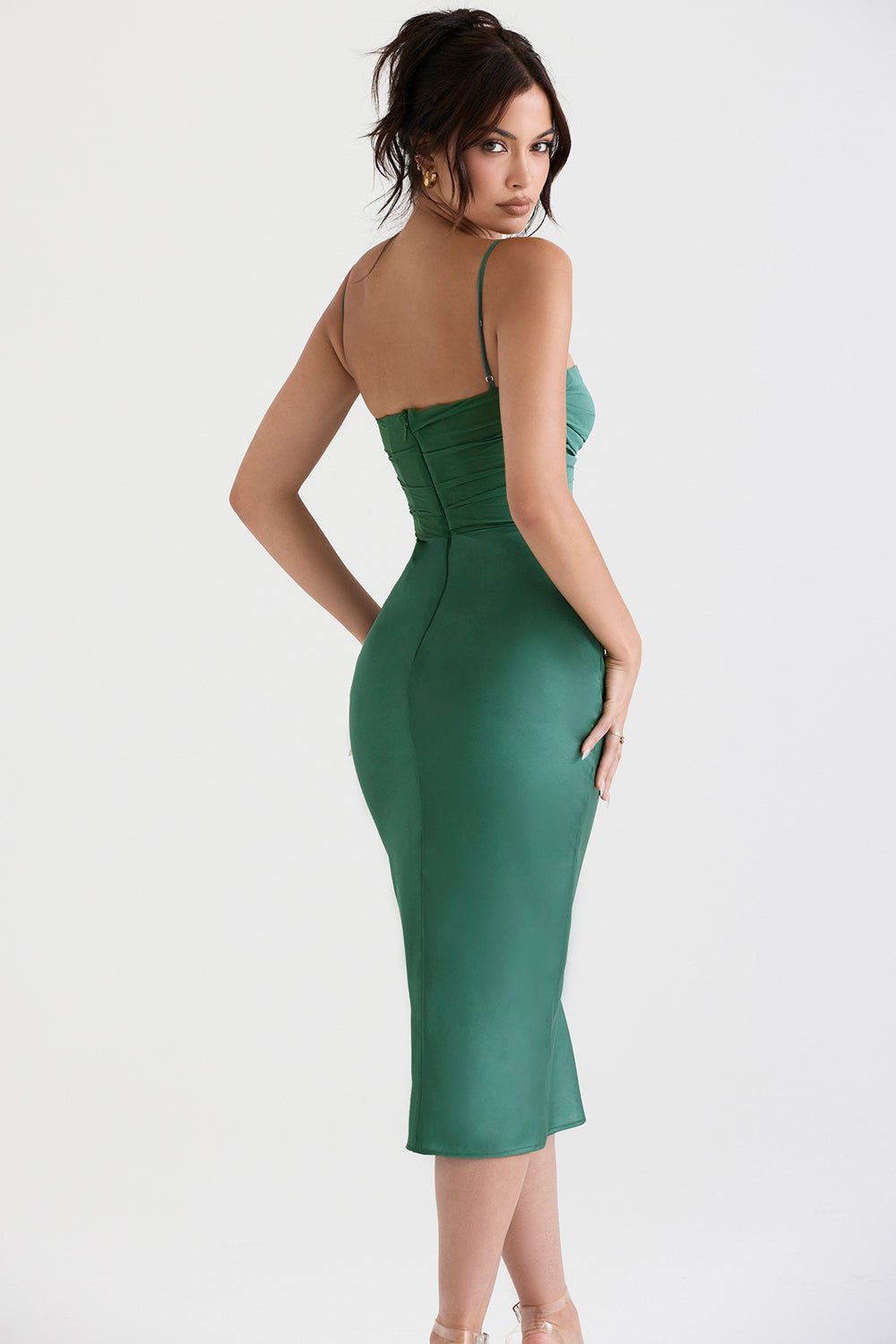 Draped midi dress with corset