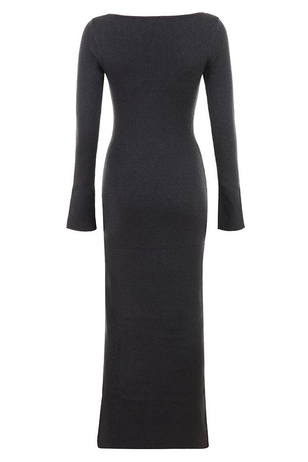 Charcoal cashmere knitted maxi dress