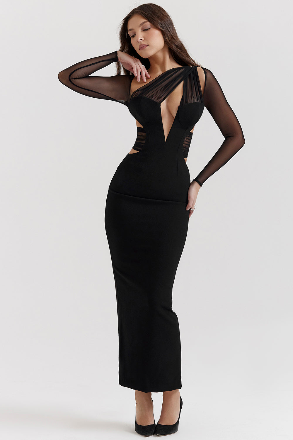 Plunging maxi dress